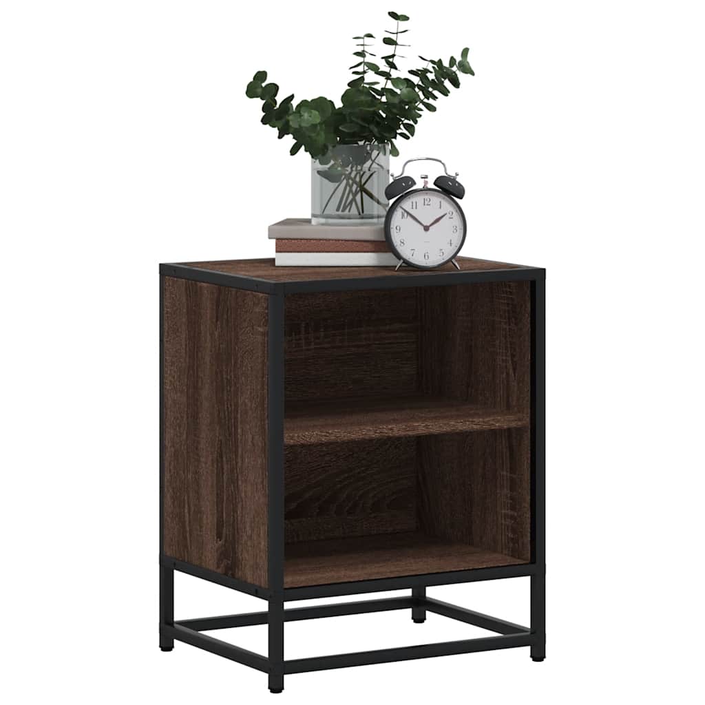 Bedside tables 2 pcs Brown oak Wood and metal