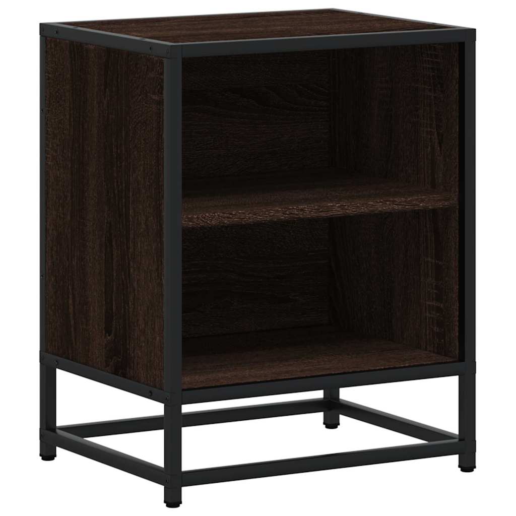Bedside tables 2 pcs Brown oak Wood and metal