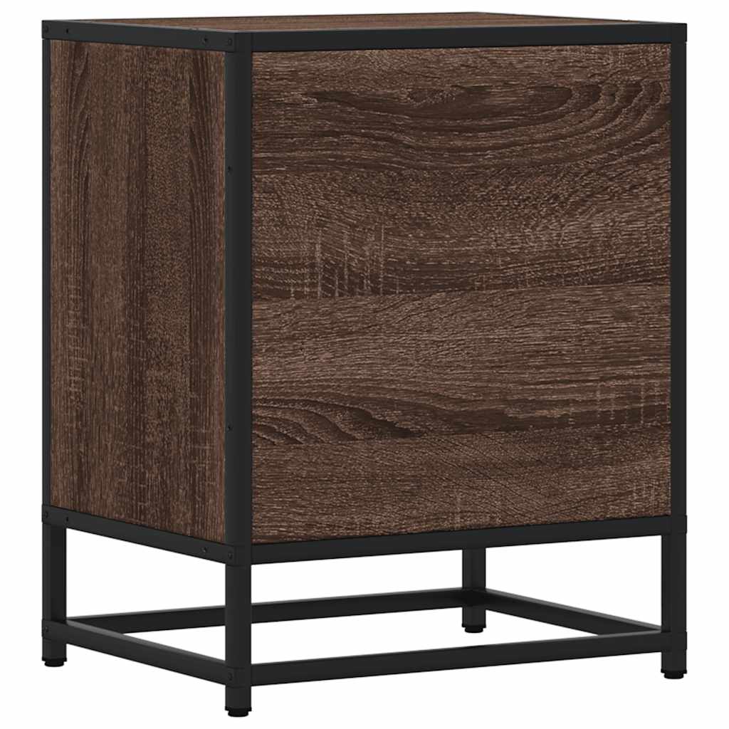 Bedside tables 2 pcs Brown oak Wood and metal