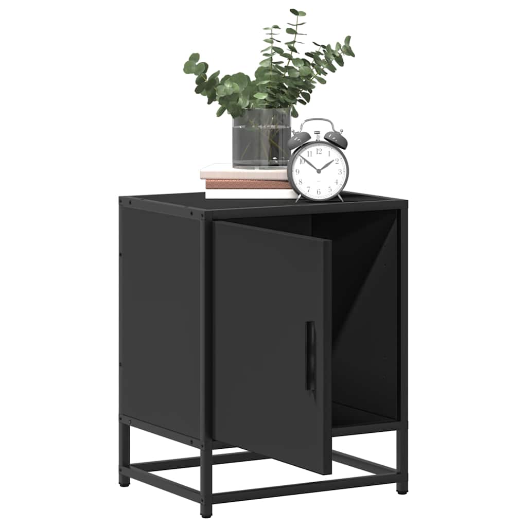 Bedside Cabinet Black 40x31x50 cm Wood and Metal