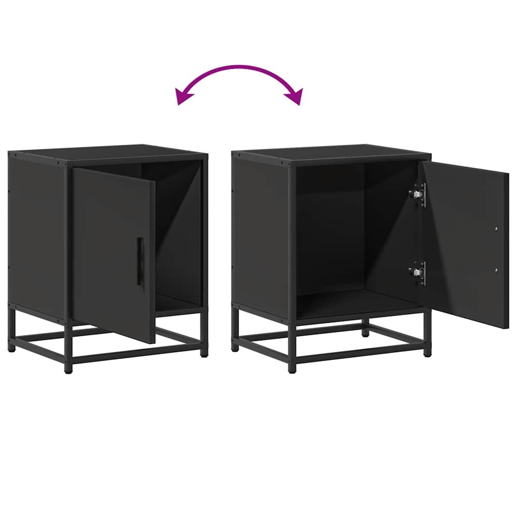Bedside Cabinet Black 40x31x50 cm Wood and Metal