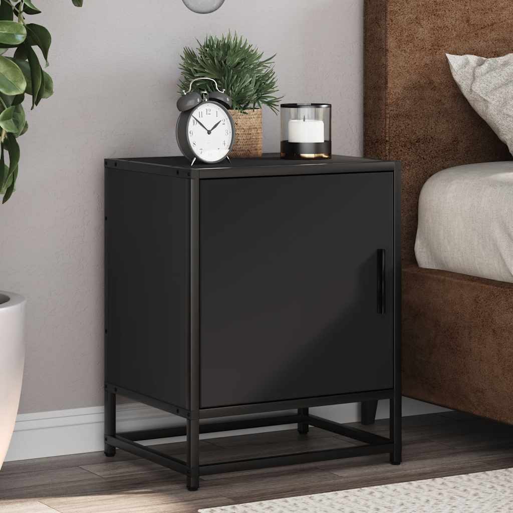 Bedside Cabinet Black 40x31x50 cm Wood and Metal