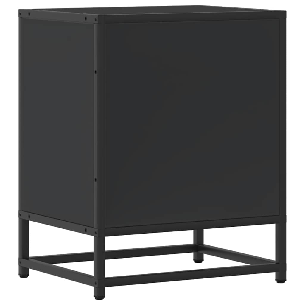 Spintelės prie lovos 2 vnt Juodos 40x31x50cm Mediena ir metalas