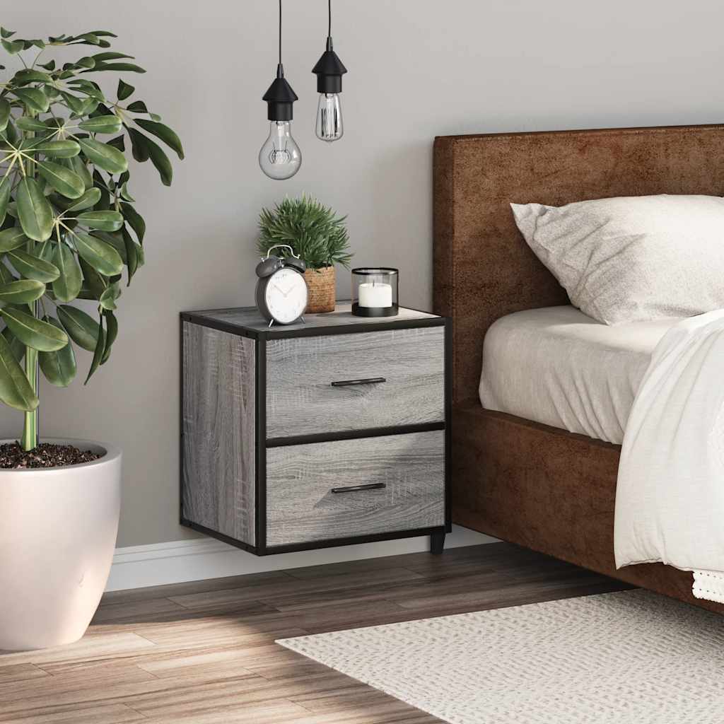 Wall-mounted bedside table, grey, 40x31x39.5 cm