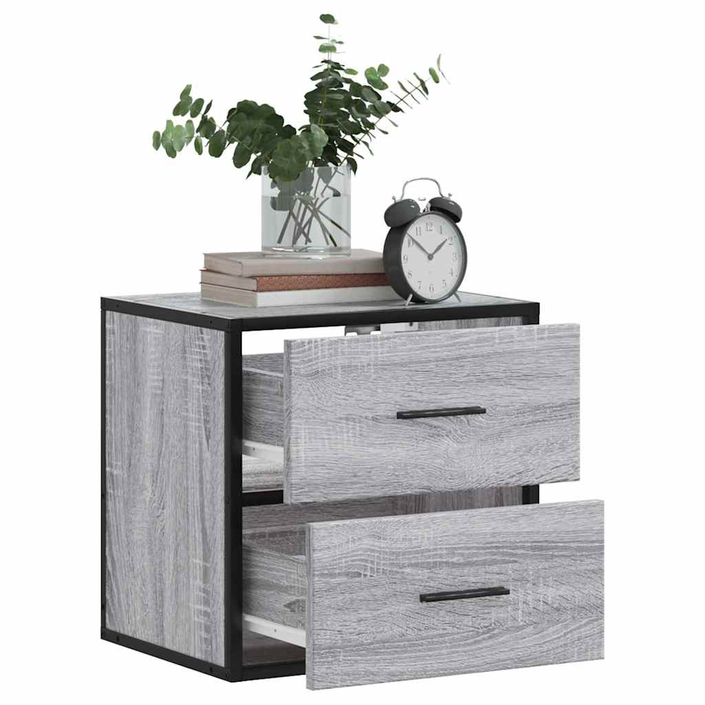 Wall-mounted bedside table, grey, 40x31x39.5 cm