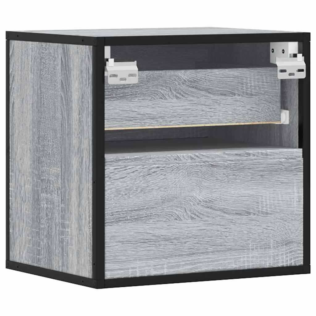 Wall-mounted bedside table, grey, 40x31x39.5 cm