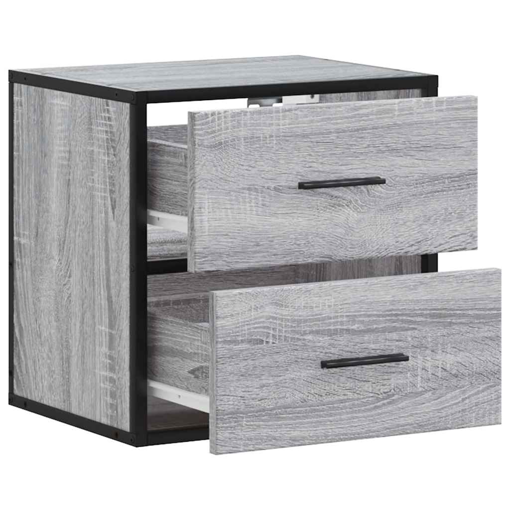 Wall-mounted bedside table, grey, 40x31x39.5 cm