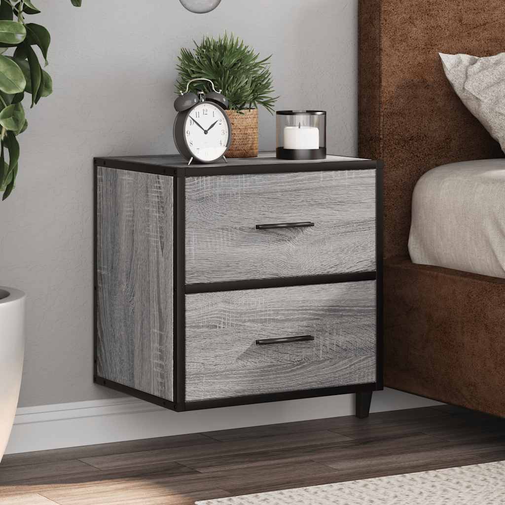 Wall-mounted bedside table, grey, 40x31x39.5 cm