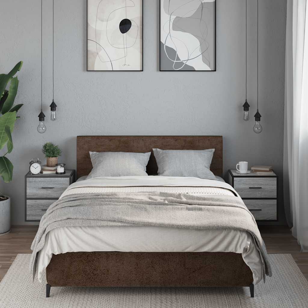 Wall-mounted nightstands, 2 pcs, grey, 40x31x39.5 cm