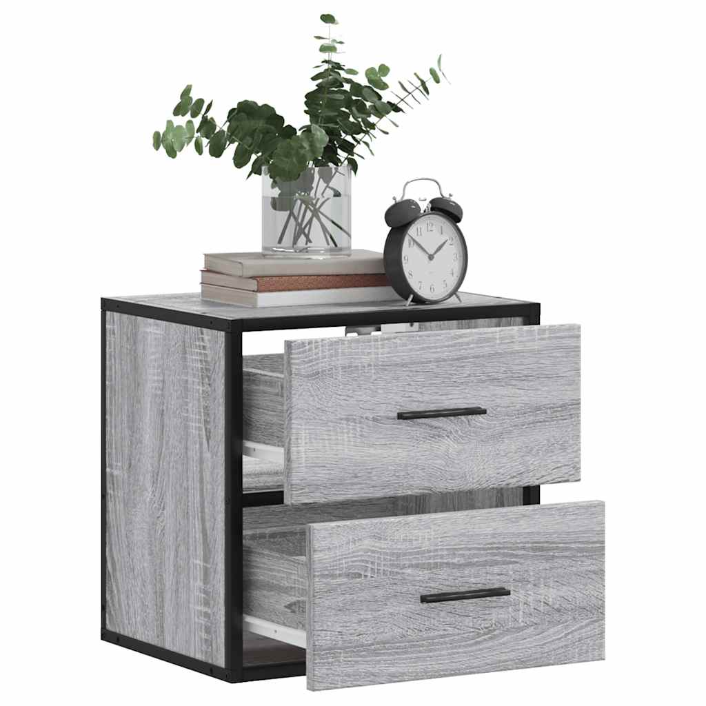 Wall-mounted nightstands, 2 pcs, grey, 40x31x39.5 cm