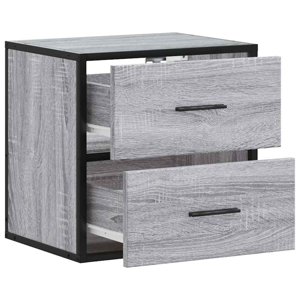 Wall-mounted nightstands, 2 pcs, grey, 40x31x39.5 cm