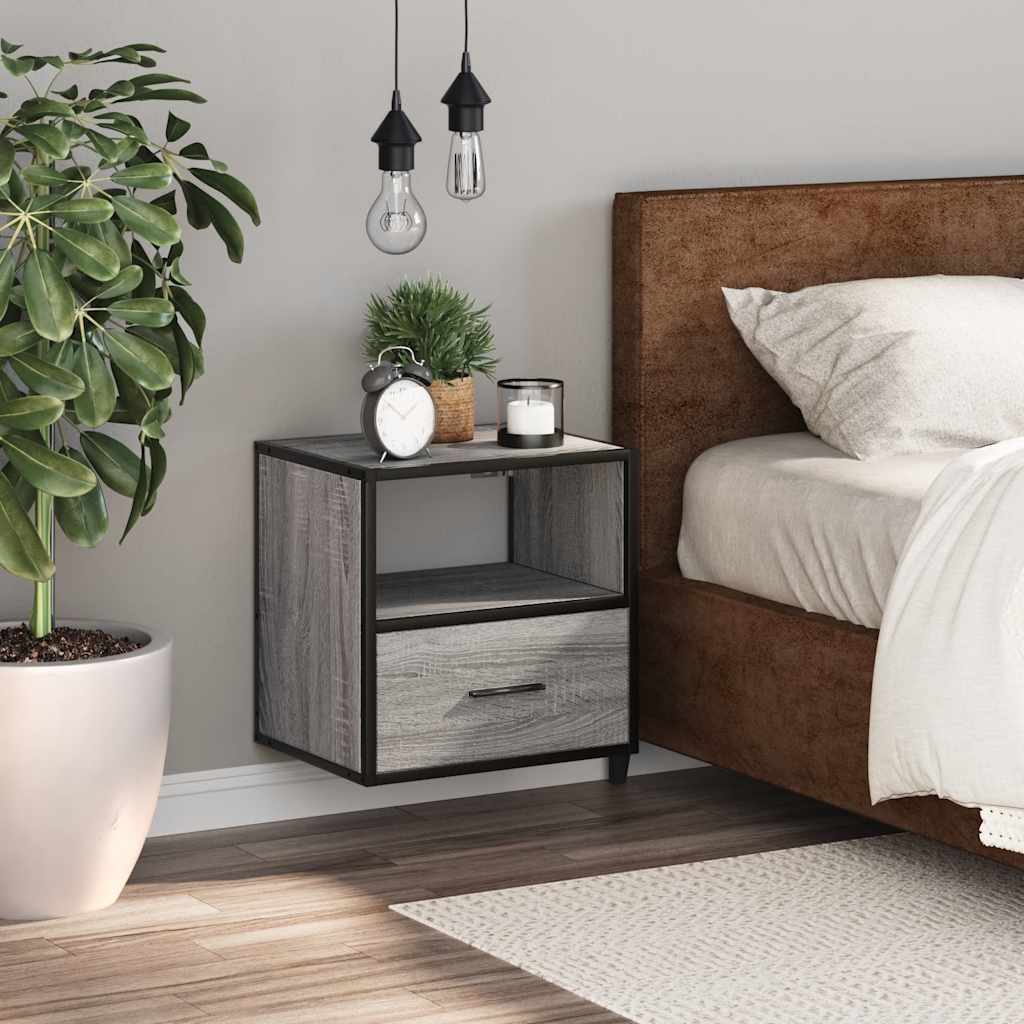 Wall-mounted bedside table, grey, 40x31x39.5 cm