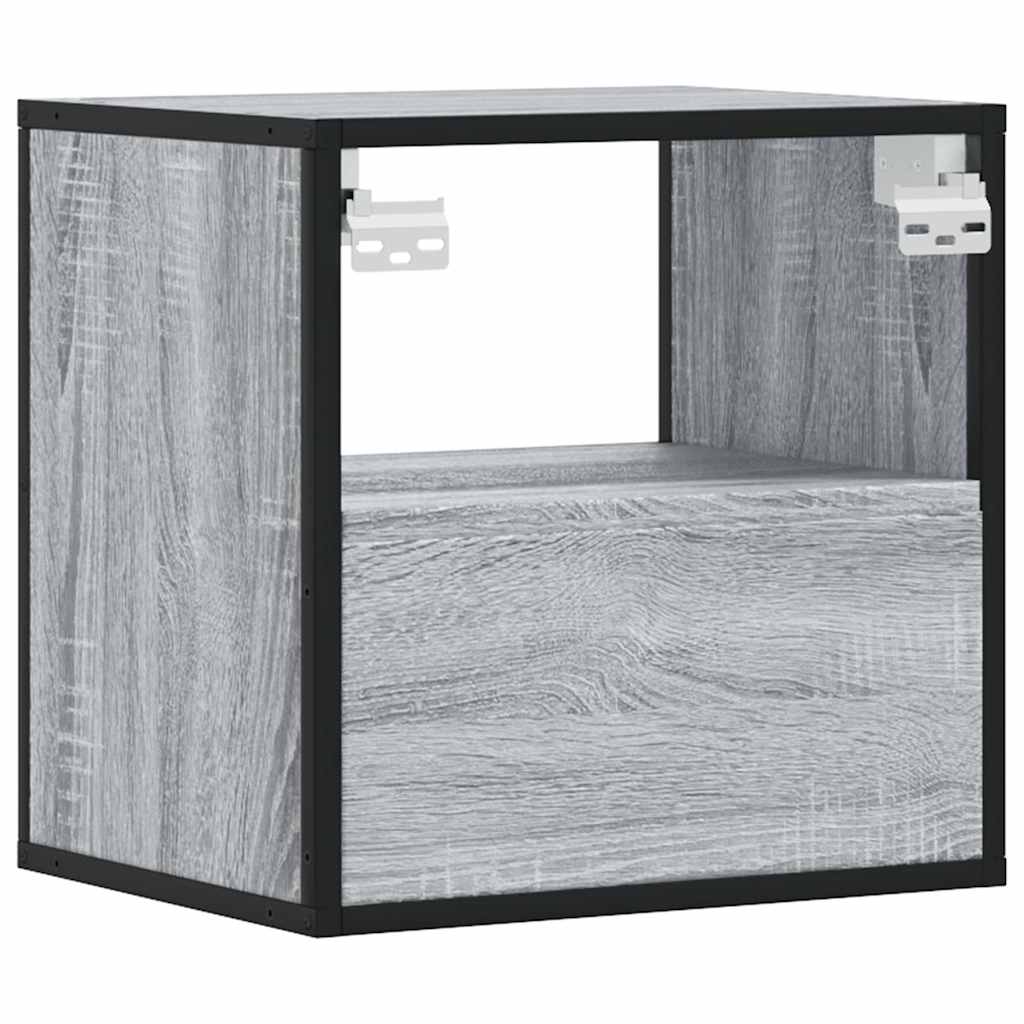 Wall-mounted bedside table, grey, 40x31x39.5 cm