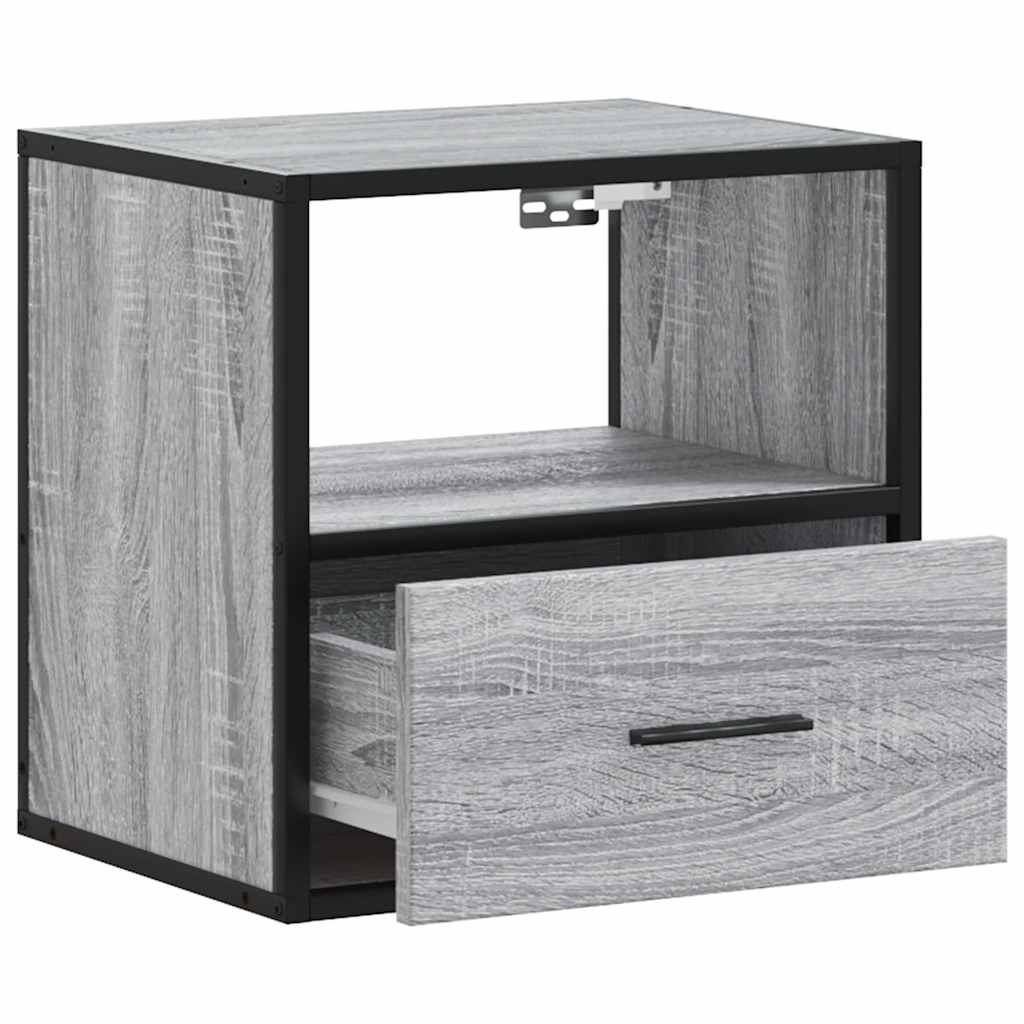 Wall-mounted bedside table, grey, 40x31x39.5 cm
