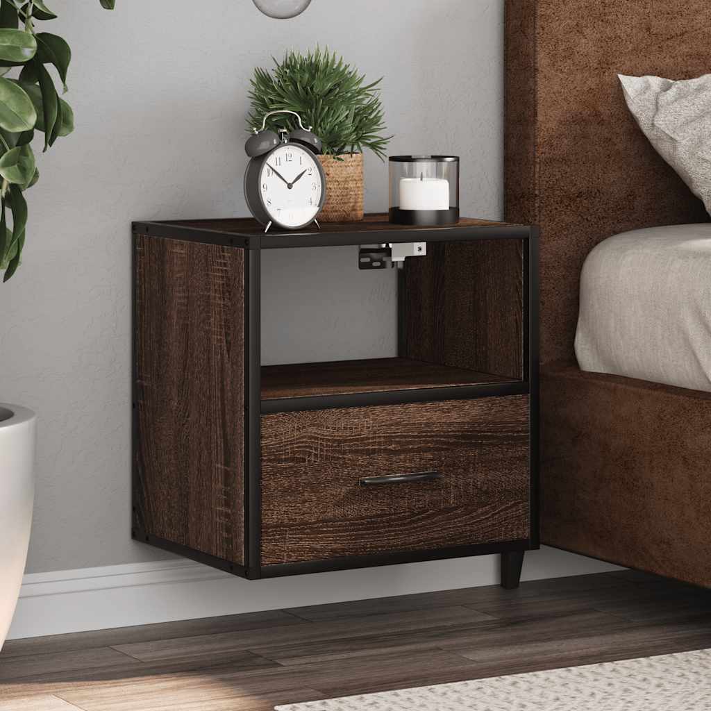 Wall-mounted nightstands, 2 pcs., brown oak, 40x31x39.5 cm