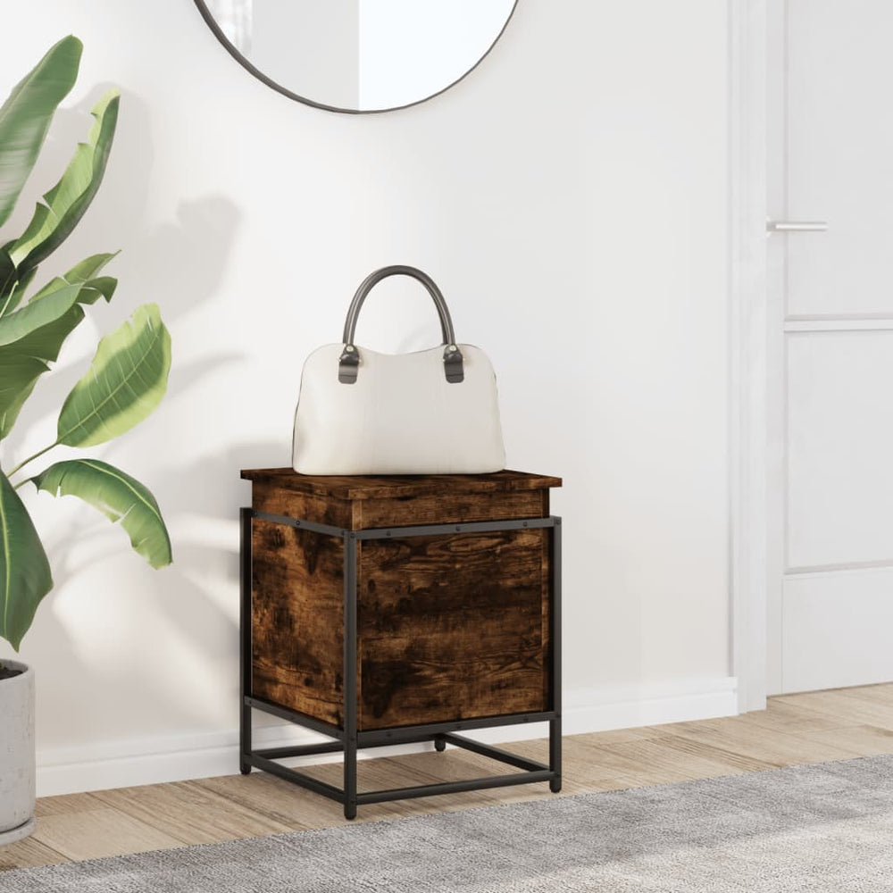 Storage box with lid, smoked, 40x40x51.5cm, treated wood