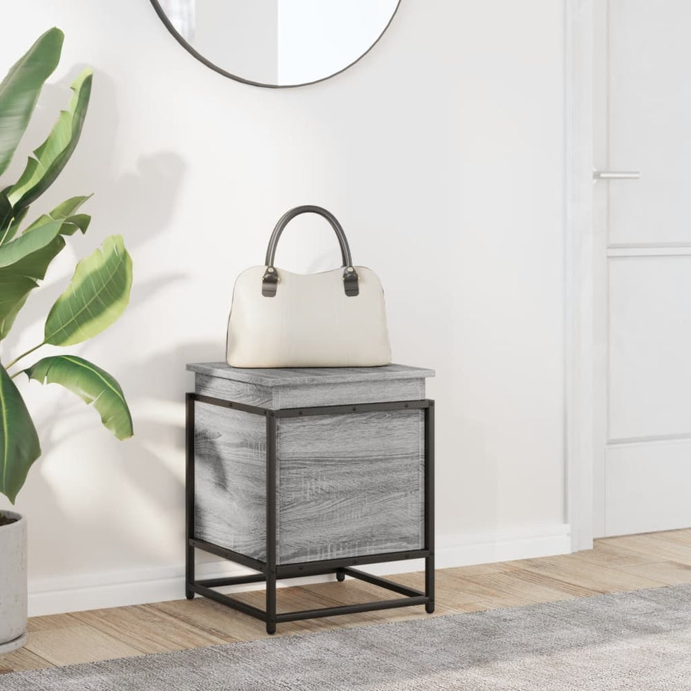 Storage box with lid, gray, 40x40x51.5cm, treated wood