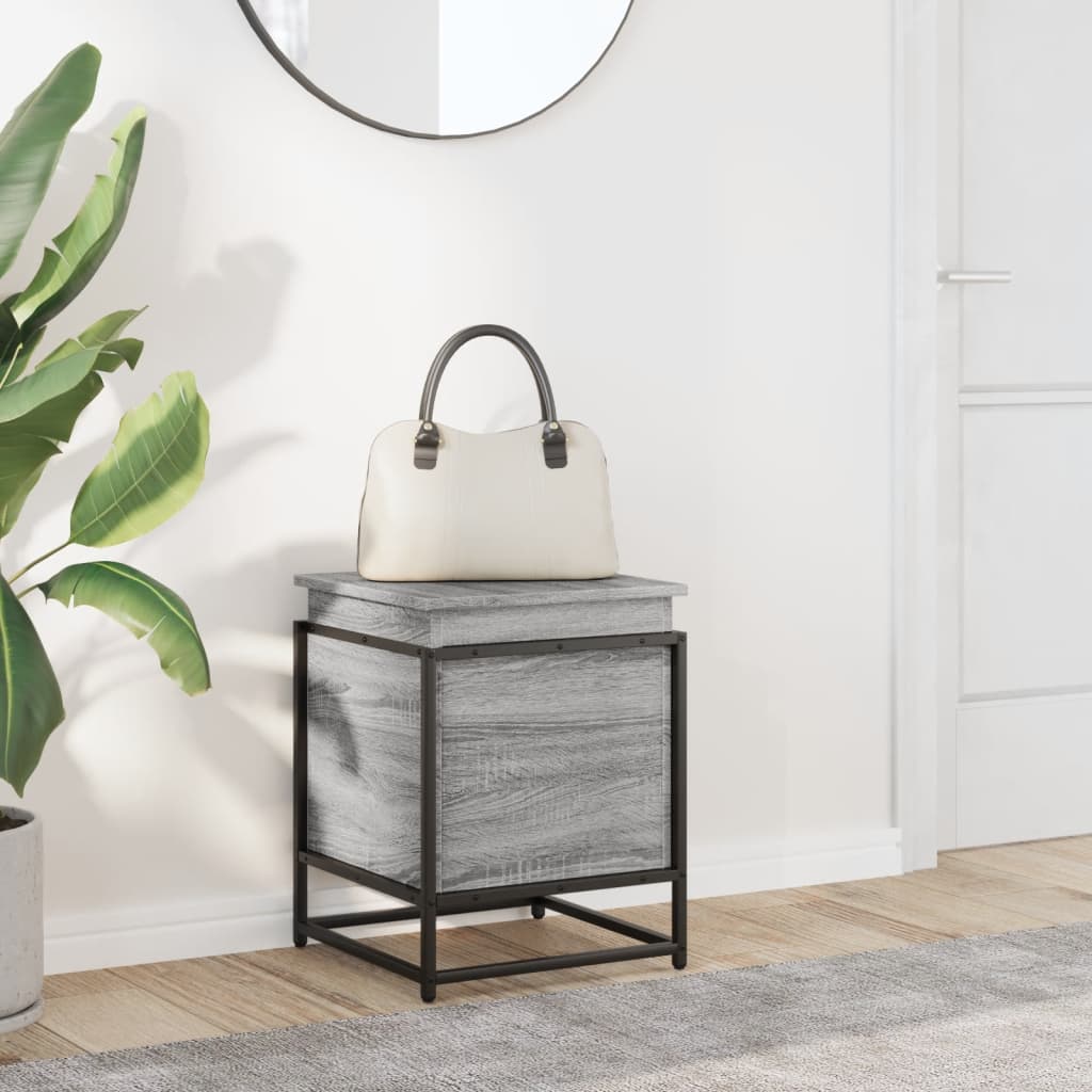 Storage box with lid, gray, 40x40x51.5cm, treated wood