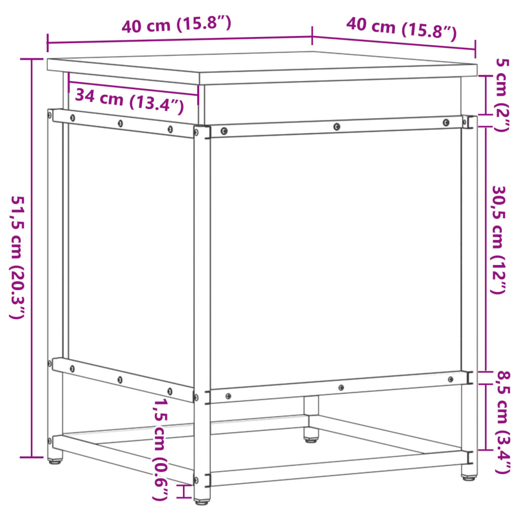Storage box with lid, gray, 40x40x51.5cm, treated wood