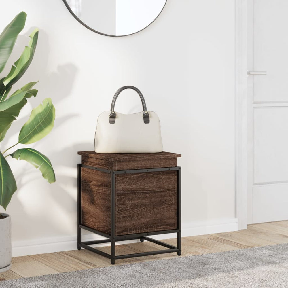 Storage box with lid, brown, 40x40x51.5cm, treated wood