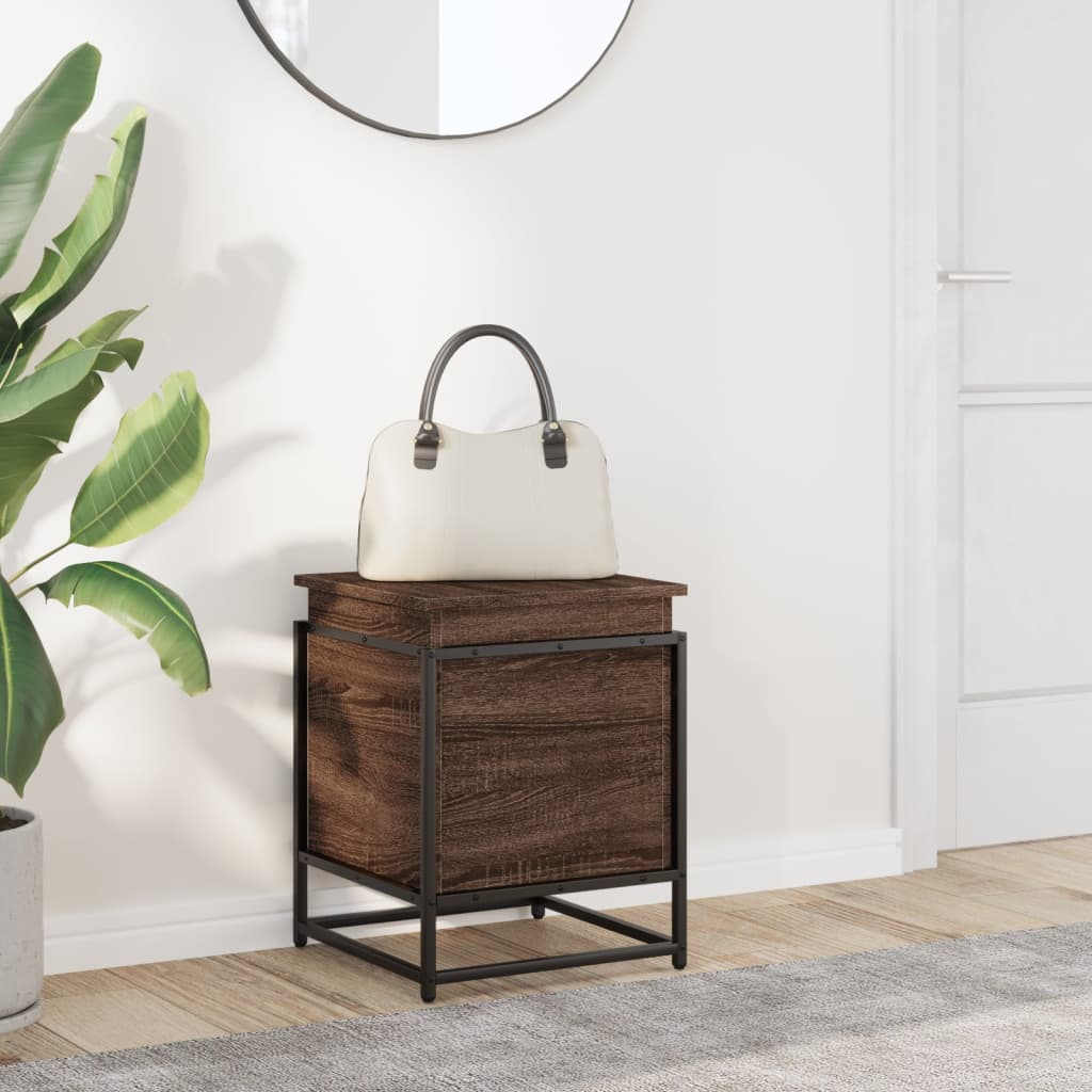 Storage box with lid, brown, 40x40x51.5cm, treated wood