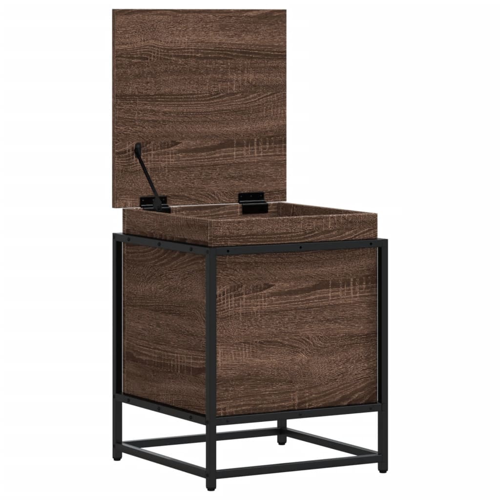 Storage box with lid, brown, 40x40x51.5cm, treated wood