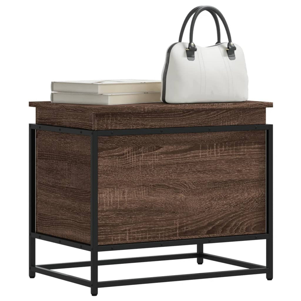 Storage box with lid, brown, 60x40x51.5cm, treated wood