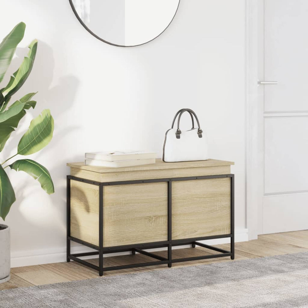 Oak storage box with lid, 80x40x51.5cm, treated wood