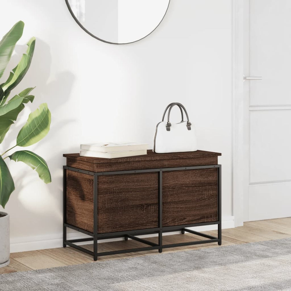 Wooden storage box with lid, brown, 80x40x51.5cm, treated wood