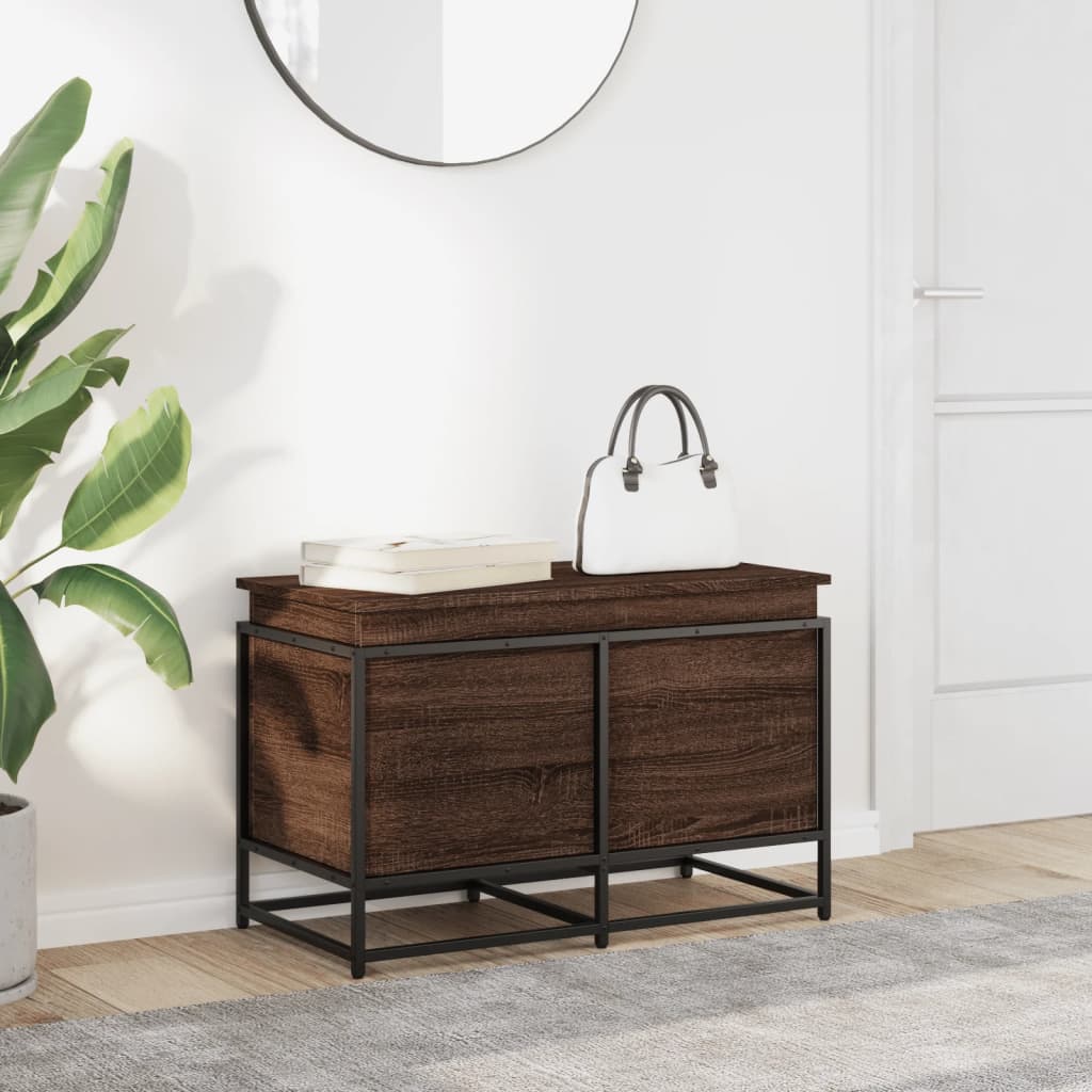 Wooden storage box with lid, brown, 80x40x51.5cm, treated wood