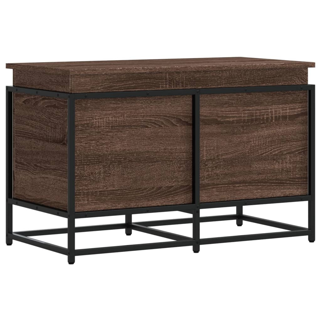 Wooden storage box with lid, brown, 80x40x51.5cm, treated wood