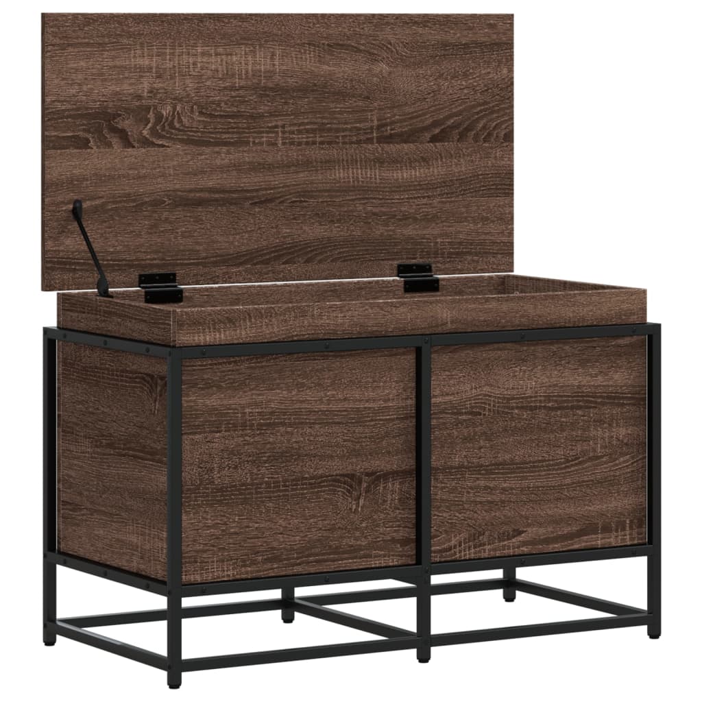 Wooden storage box with lid, brown, 80x40x51.5cm, treated wood