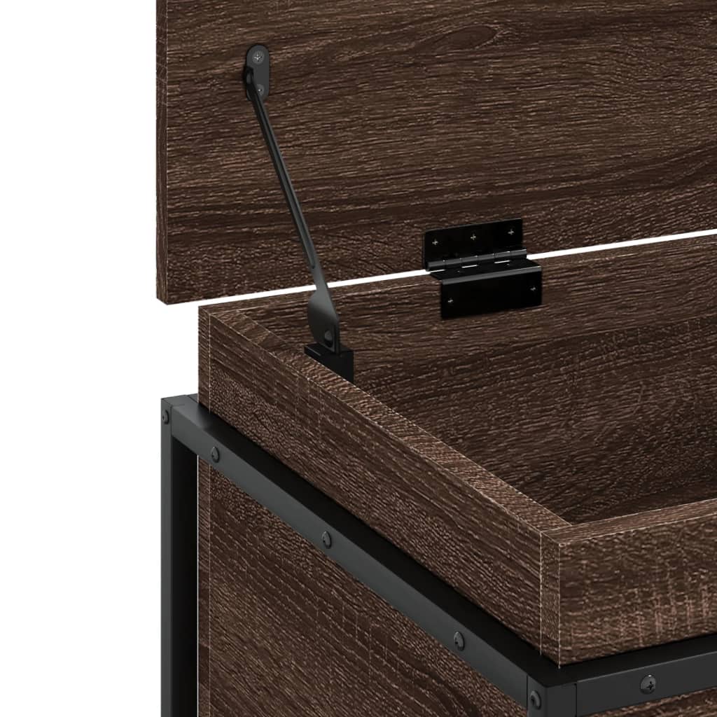 Wooden storage box with lid, brown, 80x40x51.5cm, treated wood