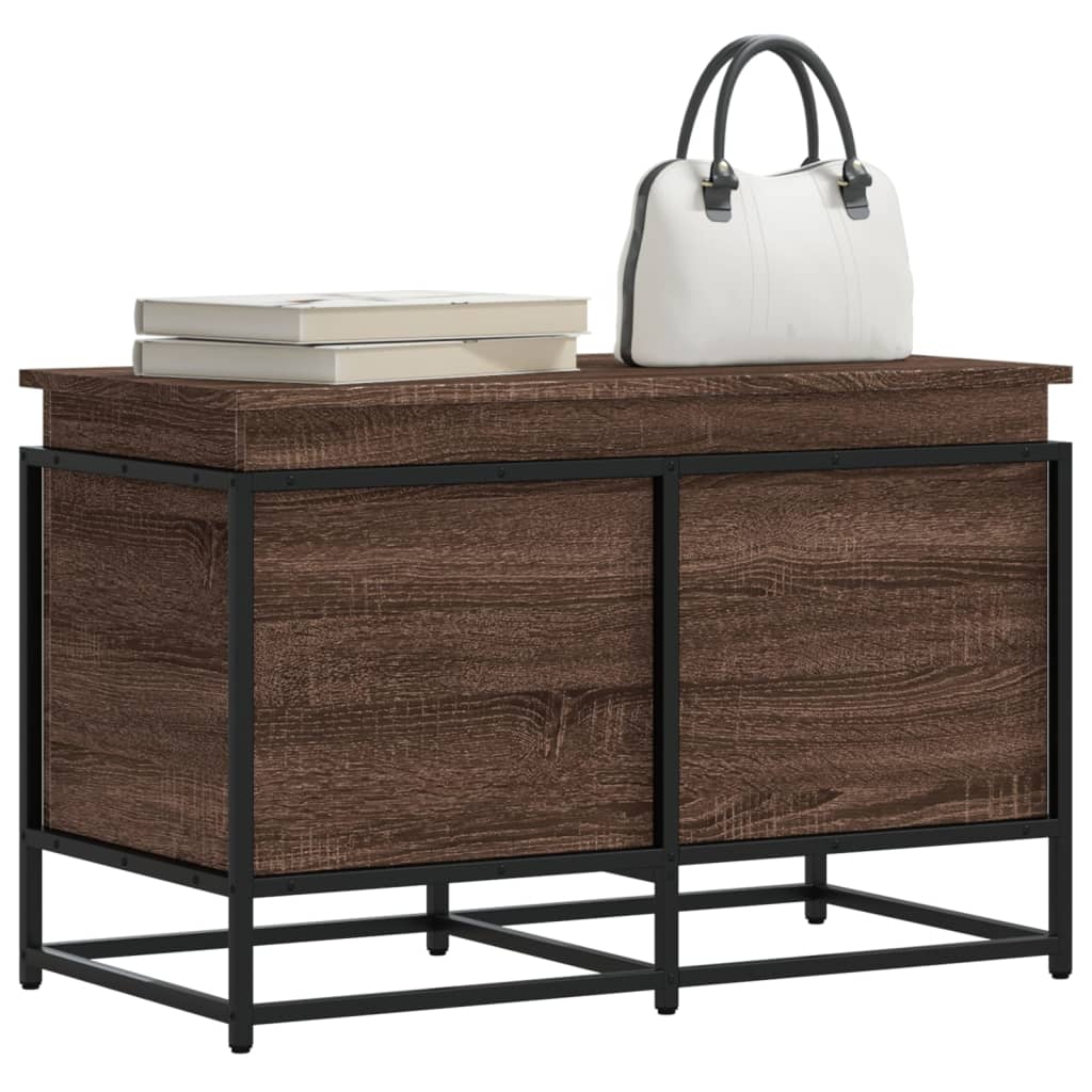 Wooden storage box with lid, brown, 80x40x51.5cm, treated wood