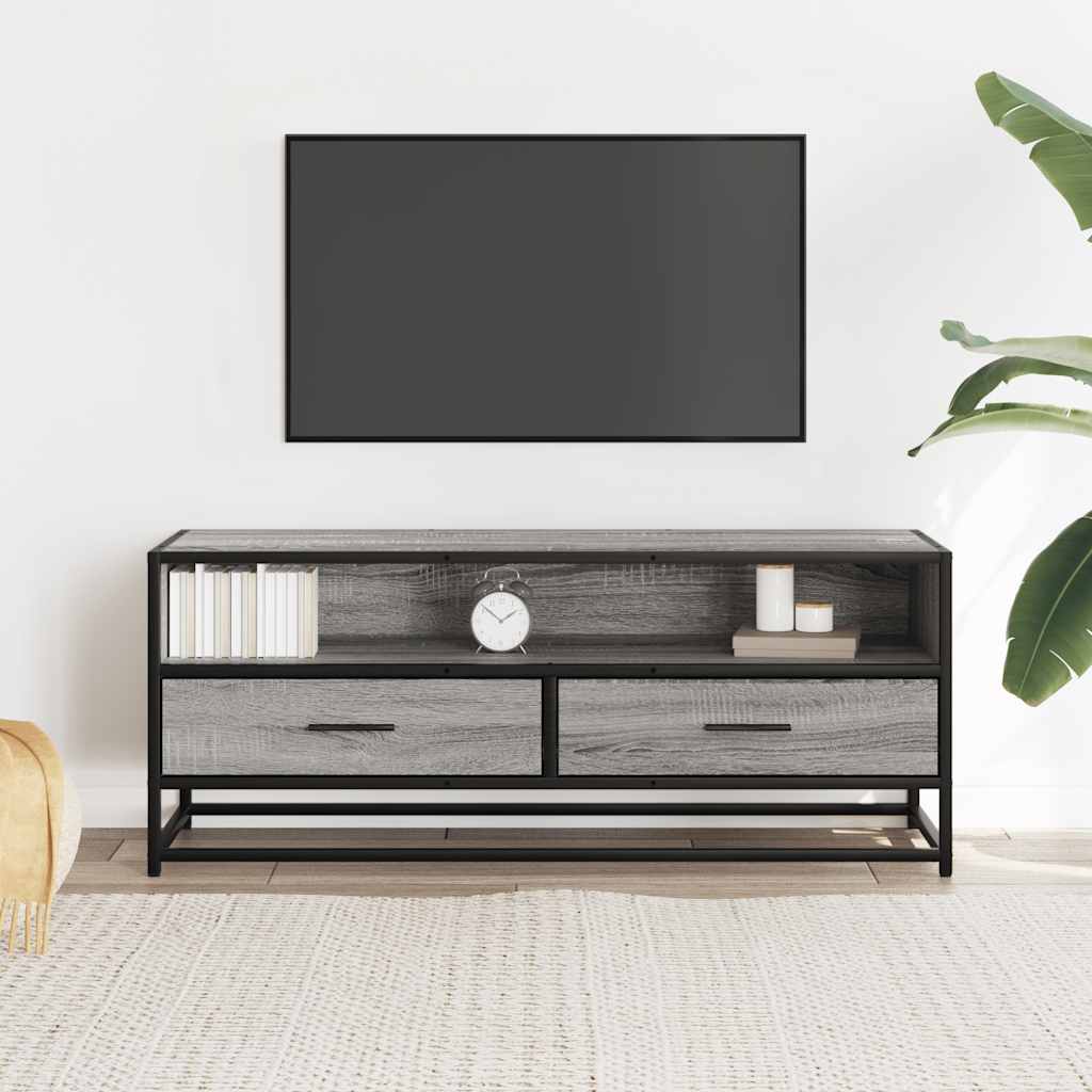 TV cabinet, grey, 100x34.5x40cm, wood/metal
