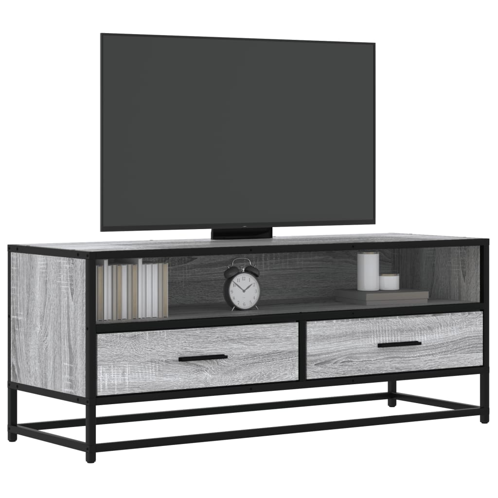 TV cabinet, grey, 100x34.5x40cm, wood/metal