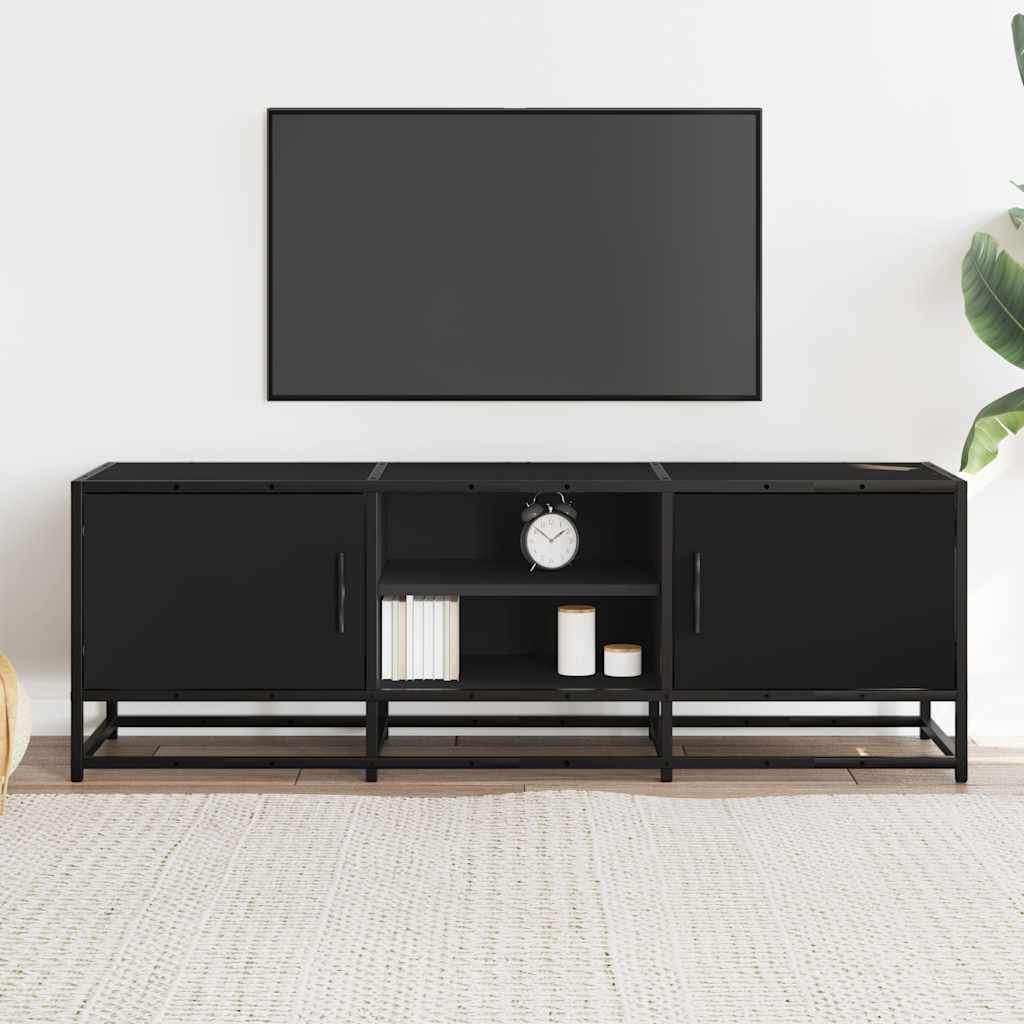 Televizoriaus spintelė, juoda, 120x35x41cm, mediena ir metalas