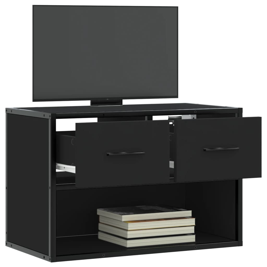 TV cabinet, black, 60x31x39.5cm, wood and metal