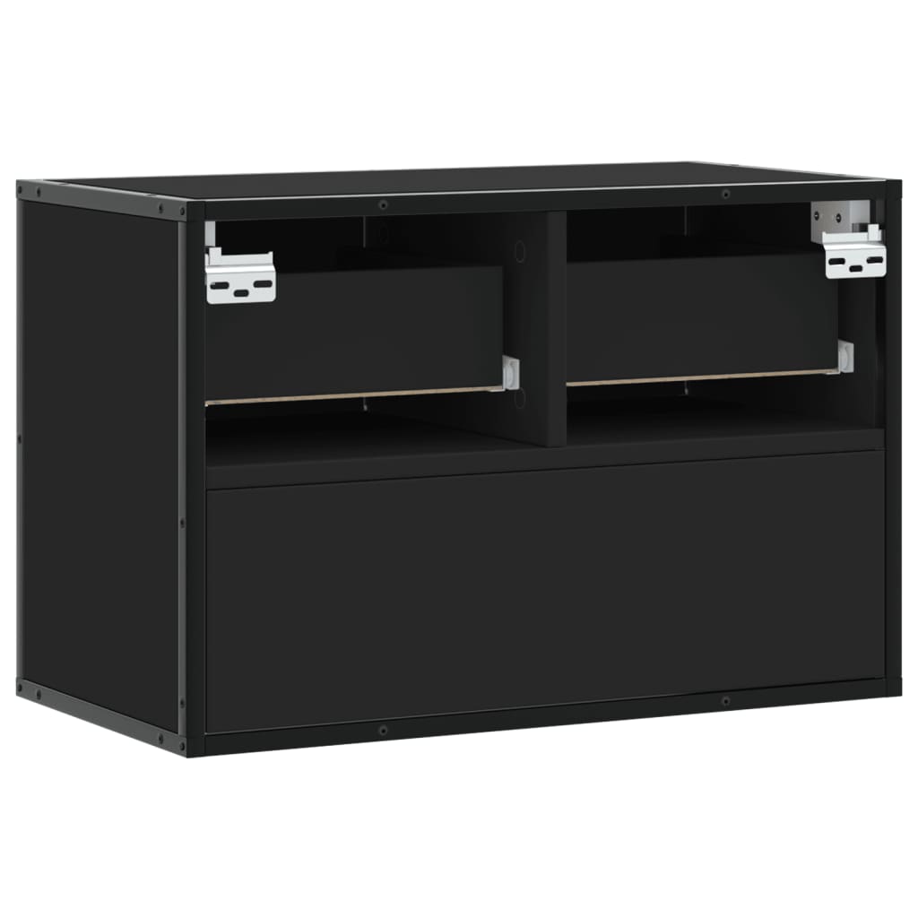 TV cabinet, black, 60x31x39.5cm, wood and metal