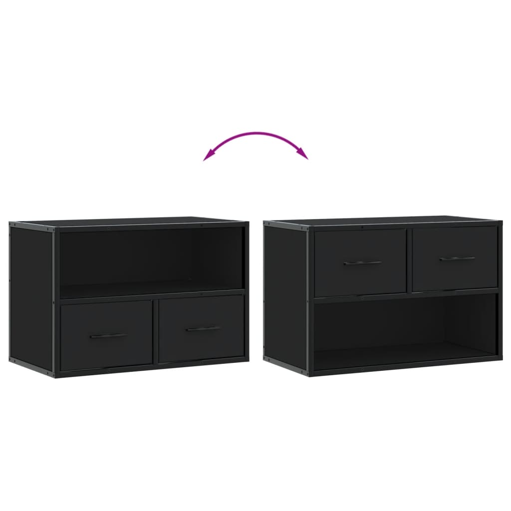 TV cabinet, black, 60x31x39.5cm, wood and metal