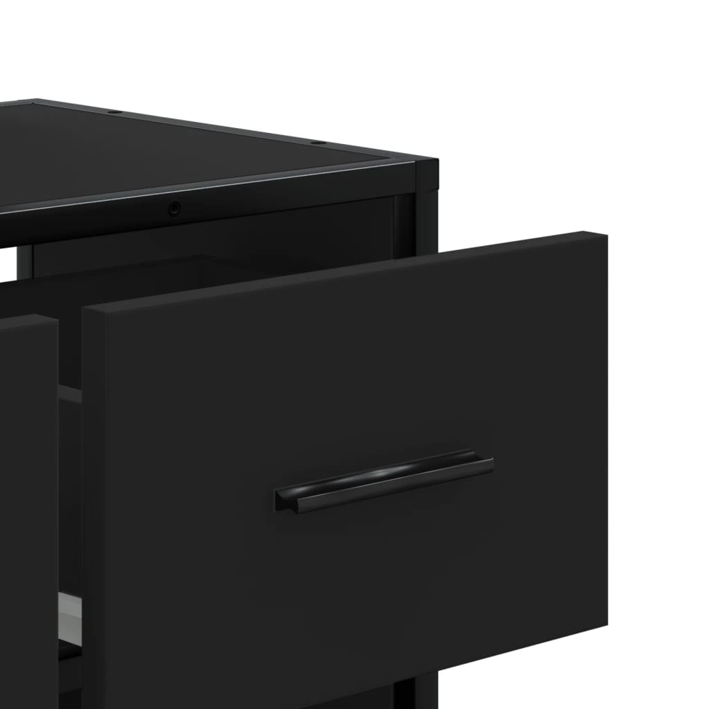 TV cabinet, black, 60x31x39.5cm, wood and metal