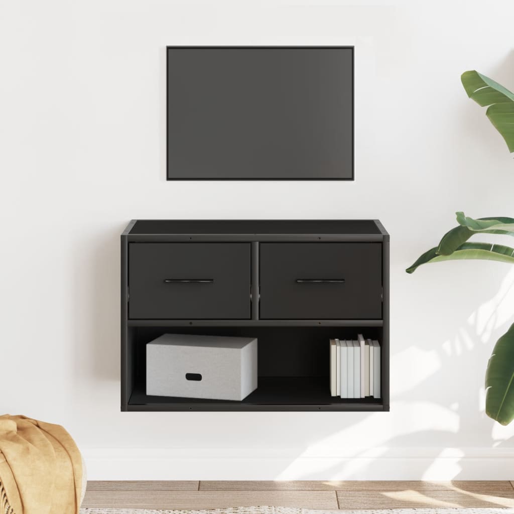 TV cabinet, black, 60x31x39.5cm, wood and metal