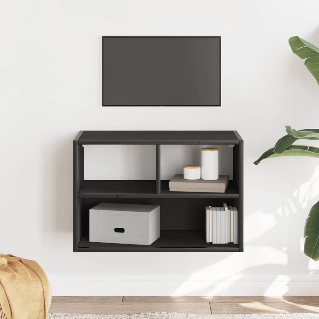 TV cabinet, black, 60x31x39.5cm, wood and metal