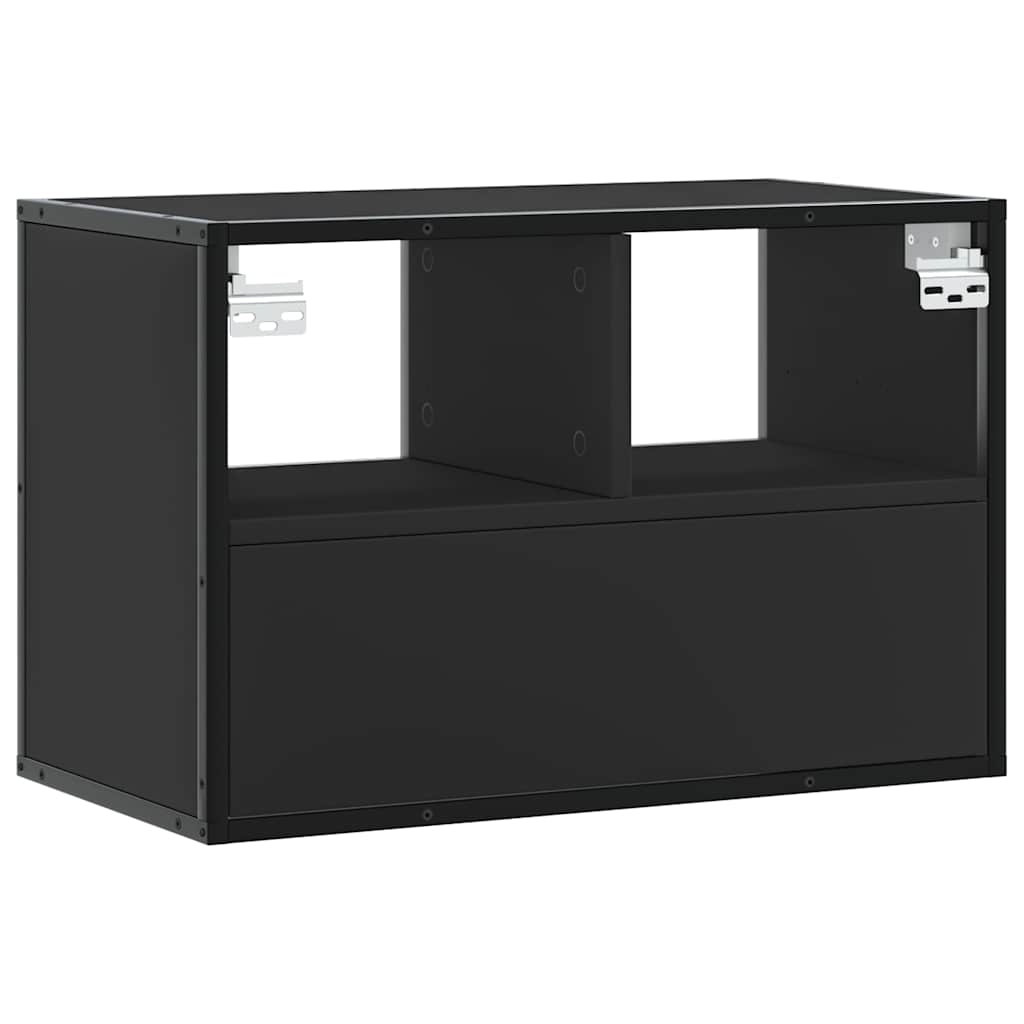 TV cabinet, black, 60x31x39.5cm, wood and metal