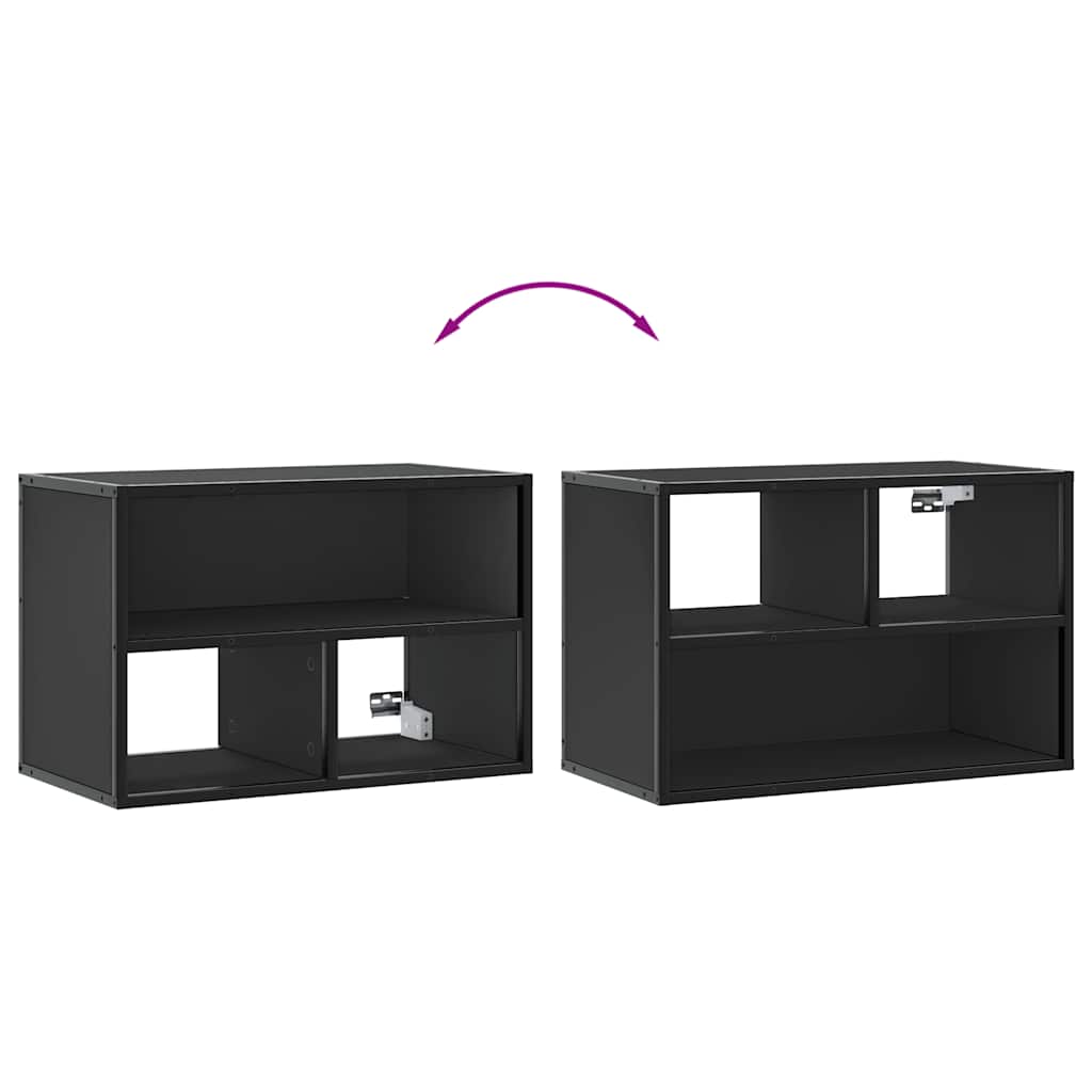 TV cabinet, black, 60x31x39.5cm, wood and metal
