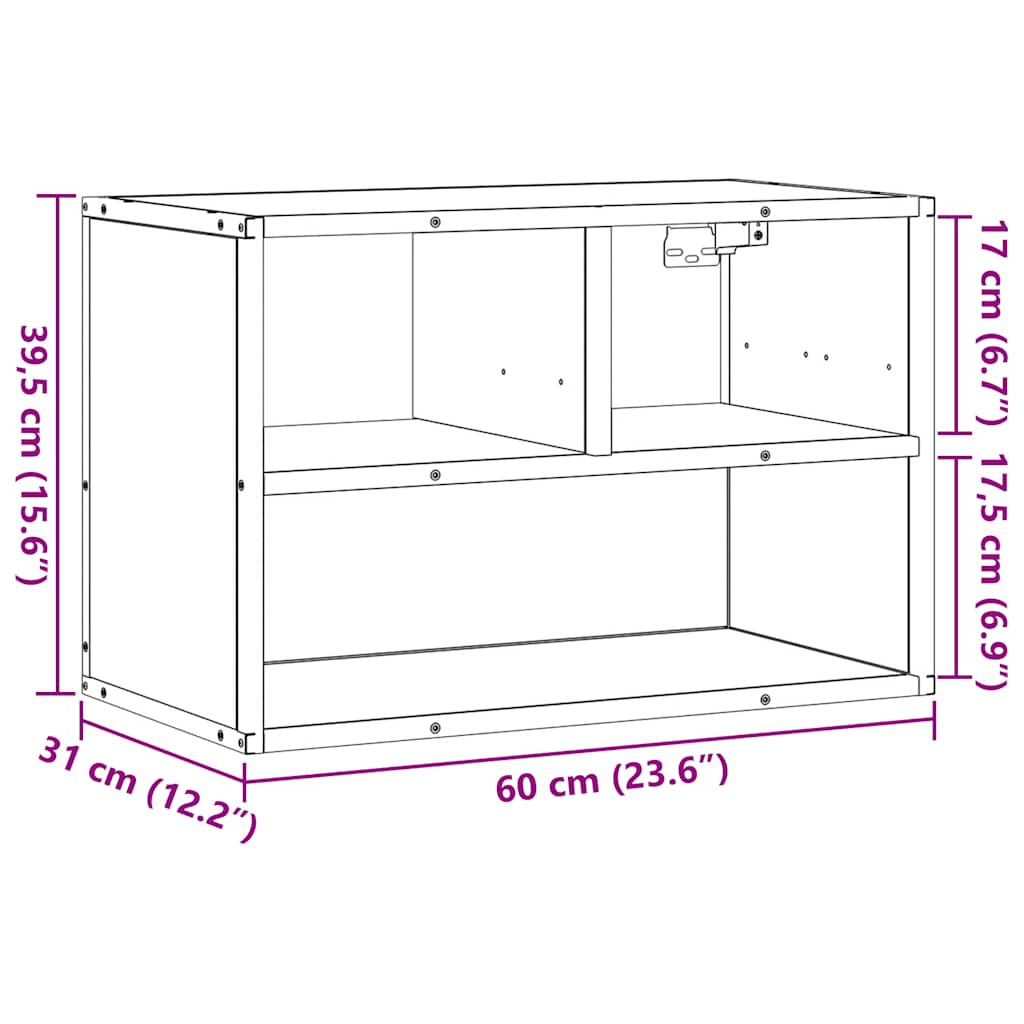 TV cabinet, black, 60x31x39.5cm, wood and metal
