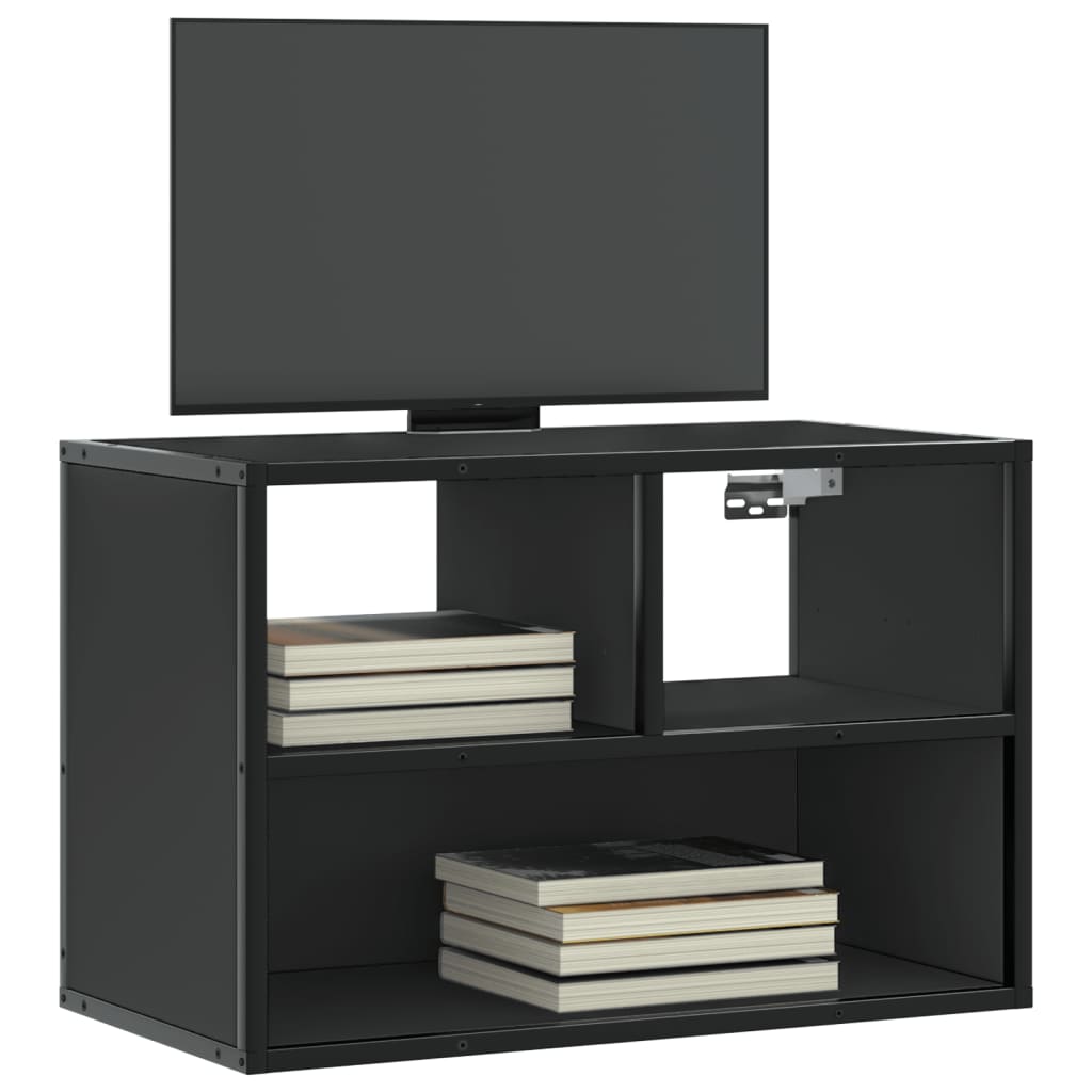 TV cabinet, black, 60x31x39.5cm, wood and metal