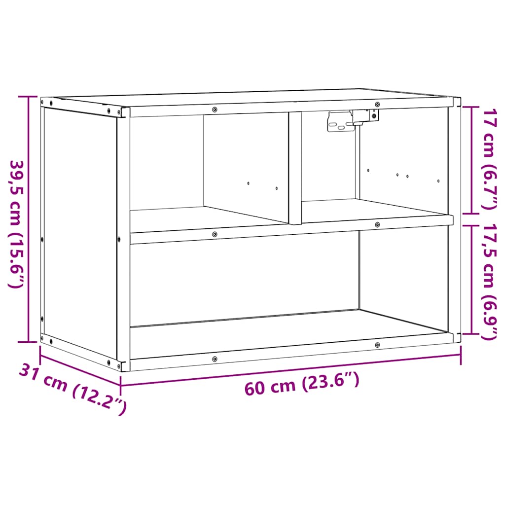 TV cabinet, grey, 60x31x39.5cm, wood and metal