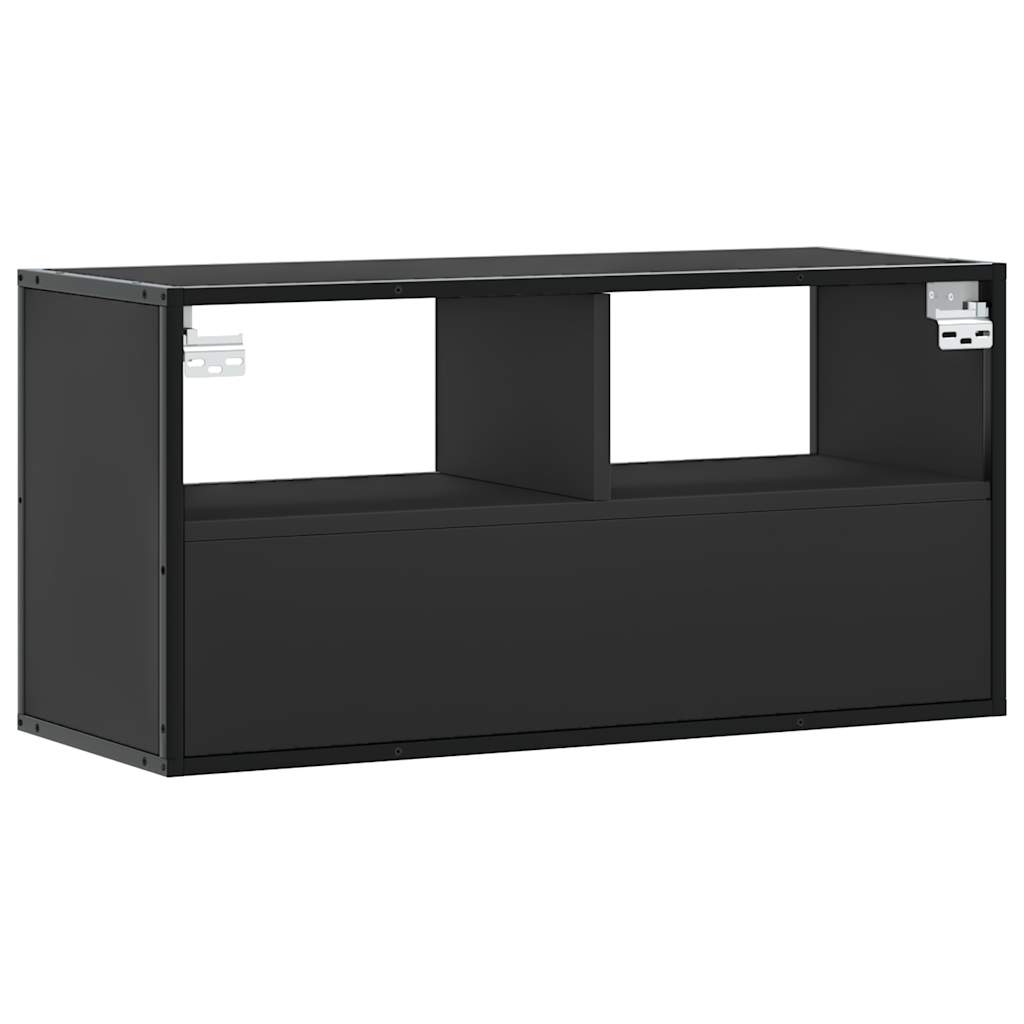 TV Cabinet, black, 80x31x39.5cm, wood/metal