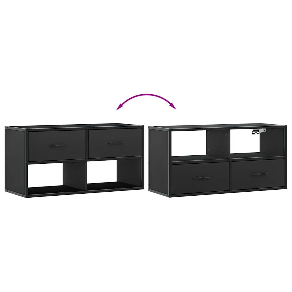 TV Cabinet, black, 80x31x39.5cm, wood/metal